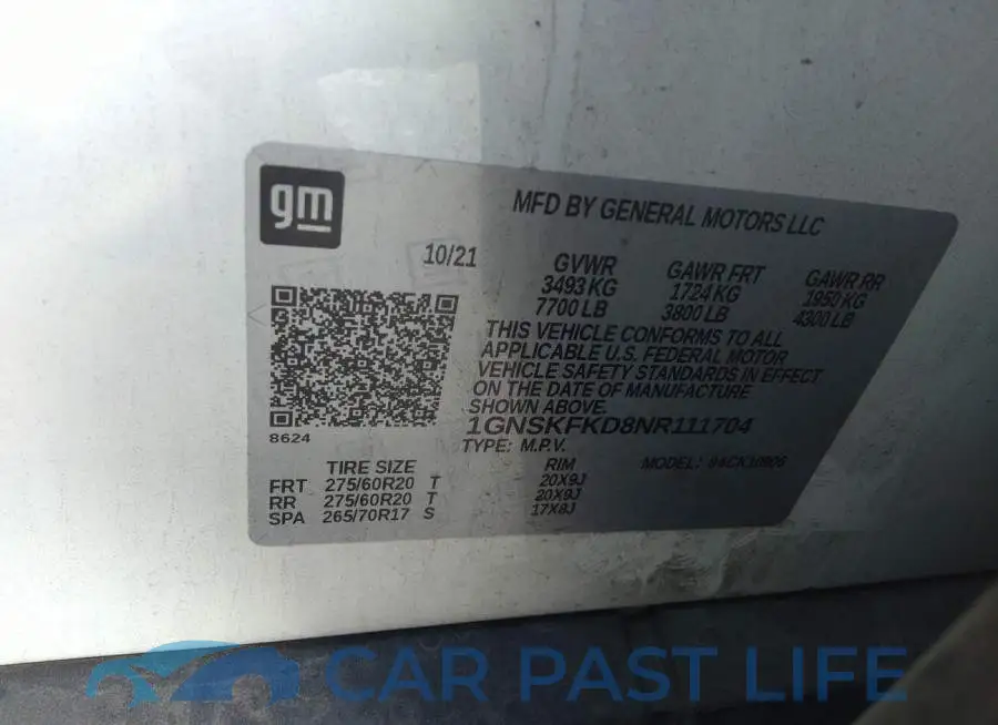 1GNSKFKD8NR111704# 9