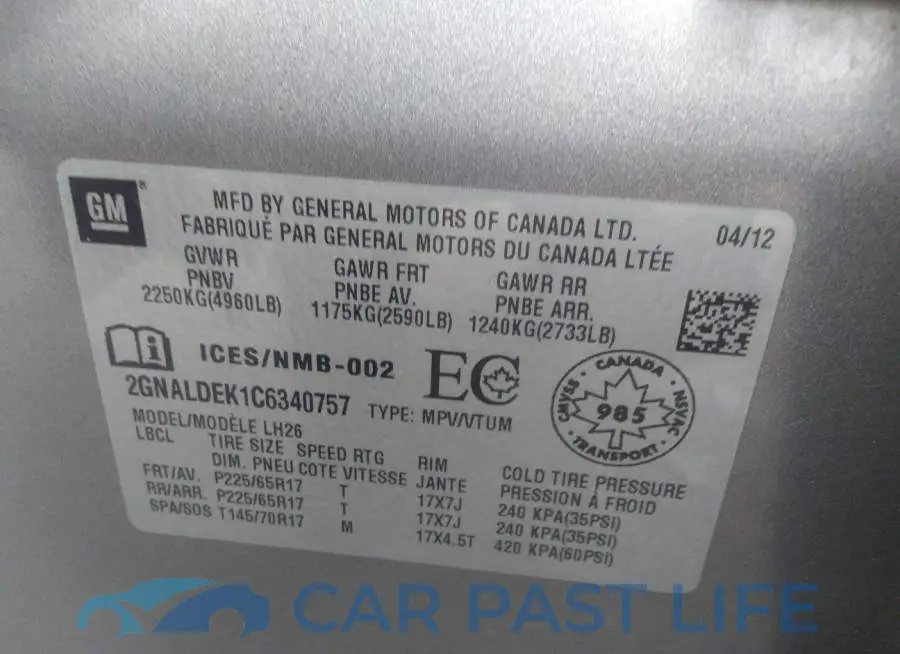 2GNALDEK1C6340757# 9