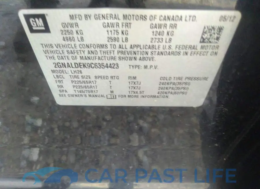 2GNALDEK9C6354423# 9