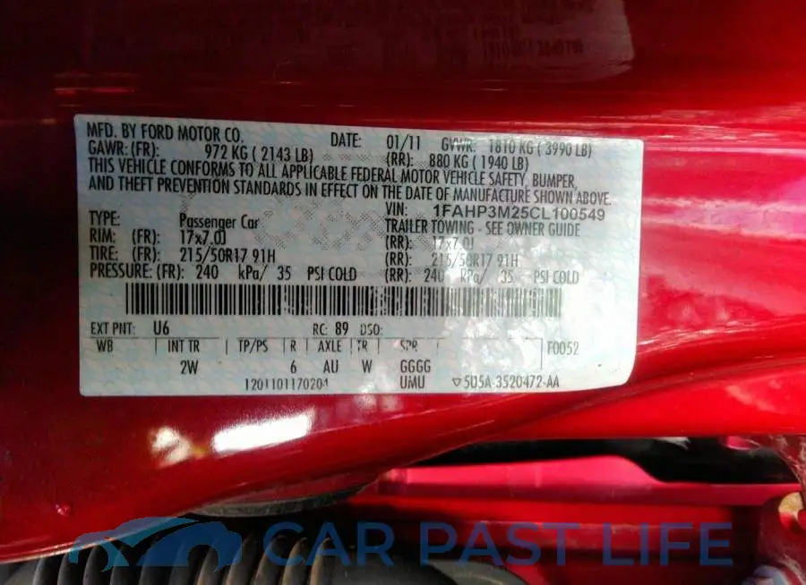 1FAHP3M25CL100549# 9