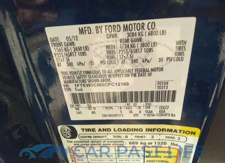 1FTEW1CMXCFC12169# 9