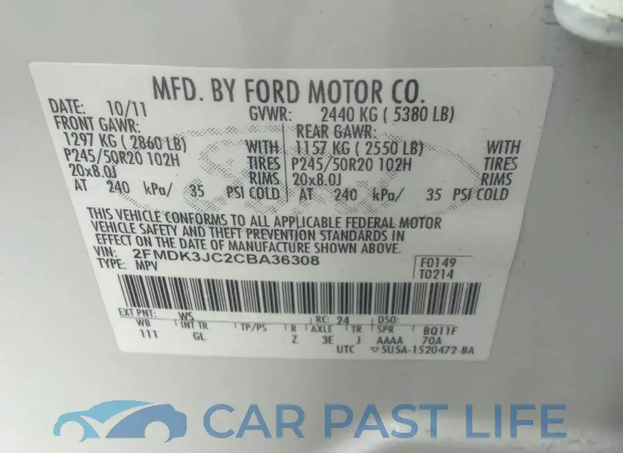 2FMDK3JC2CBA36308# 9