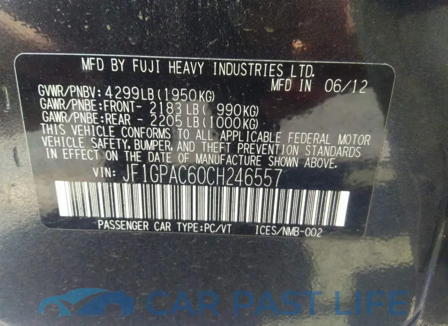 JF1GPAC60CH246557# 9