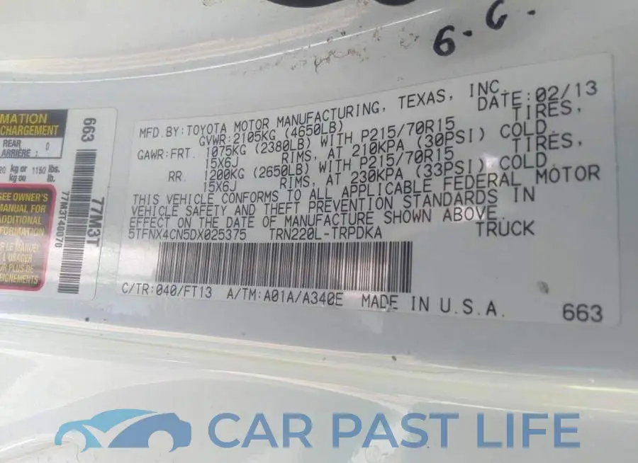 5TFNX4CN5DX025375# 9