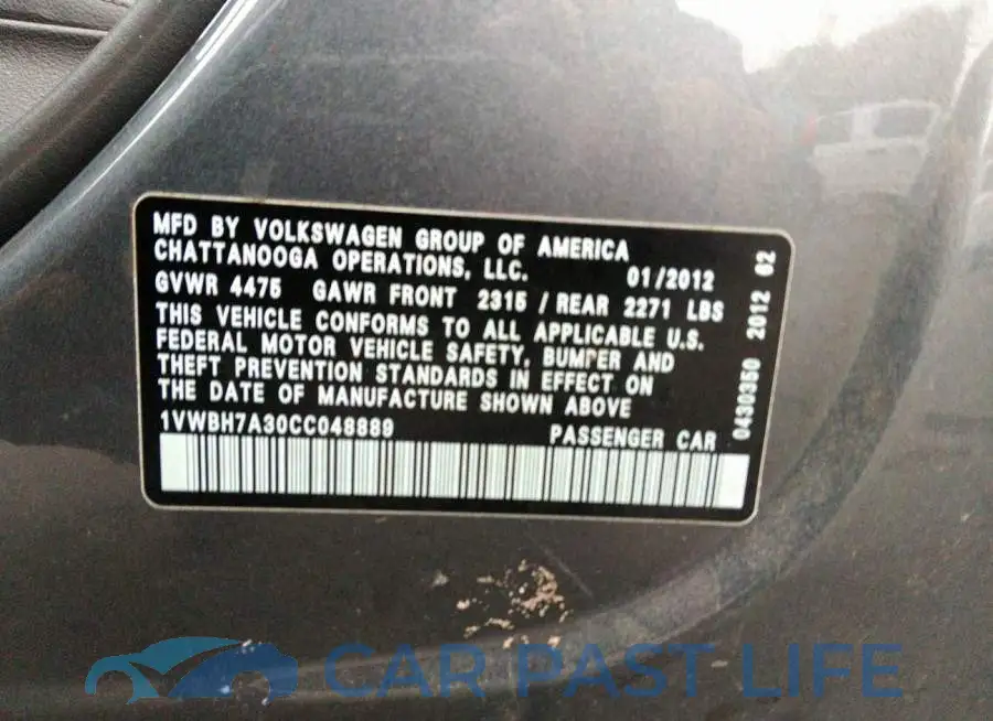 1VWBH7A30CC048889# 9