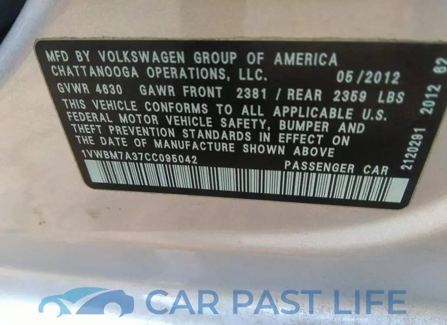 1VWBM7A37CC095042# 9