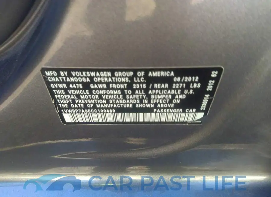 1VWBP7A35CC100469# 9