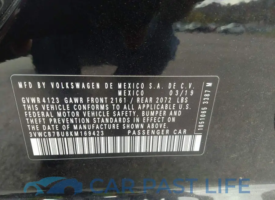 3VWCB7BU8KM169423# 9