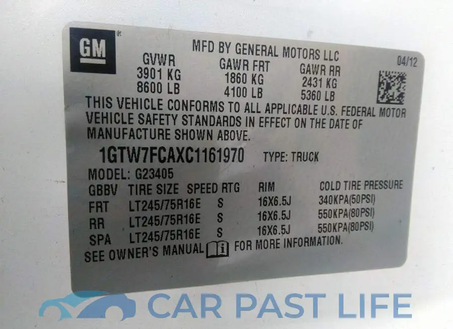 1GTW7FCAXC1161970# 9