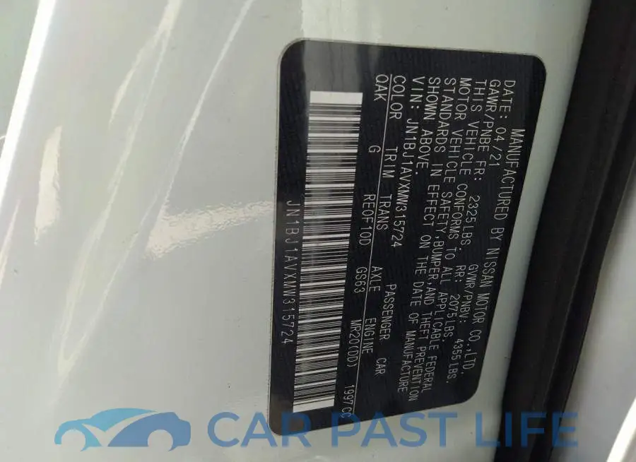 JN1BJ1AVXMW315724# 9