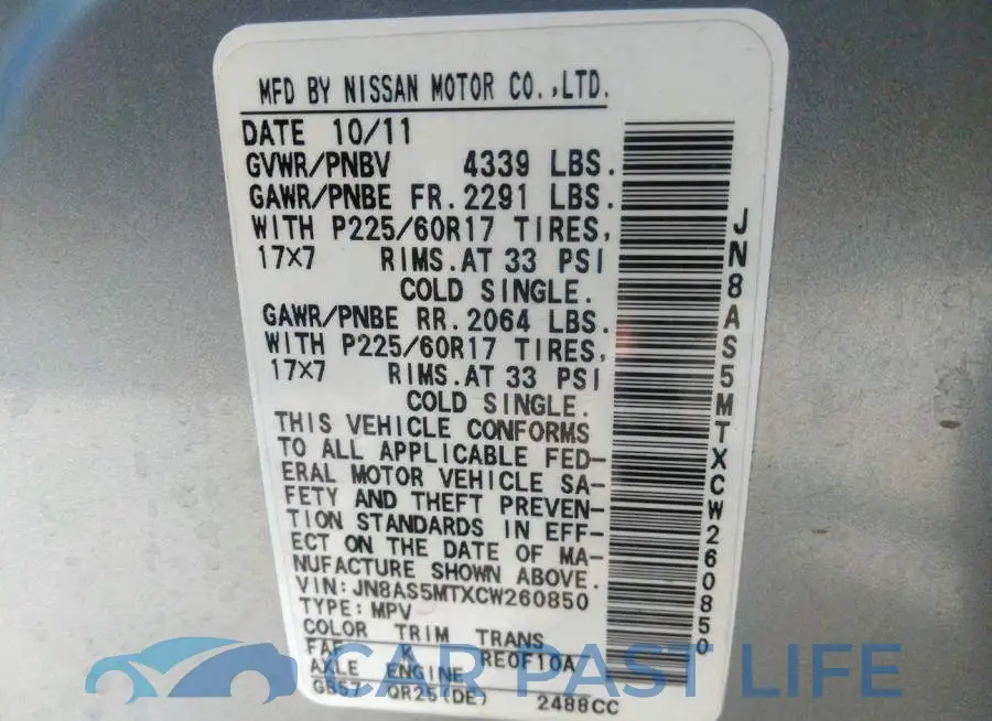 JN8AS5MTXCW260850# 9