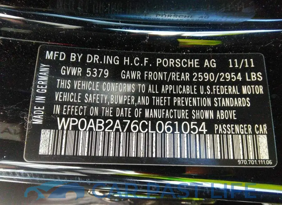 WP0AB2A76CL061054# 9