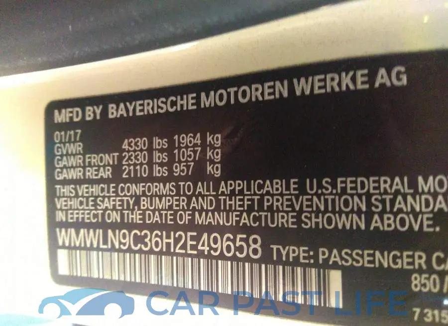 WMWLN9C36H2E49658# 9