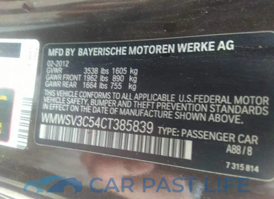WMWSV3C54CT385839# 9