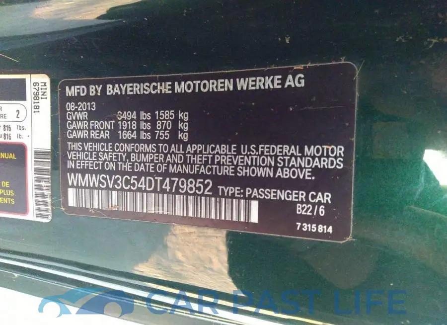 WMWSV3C54DT479852# 9