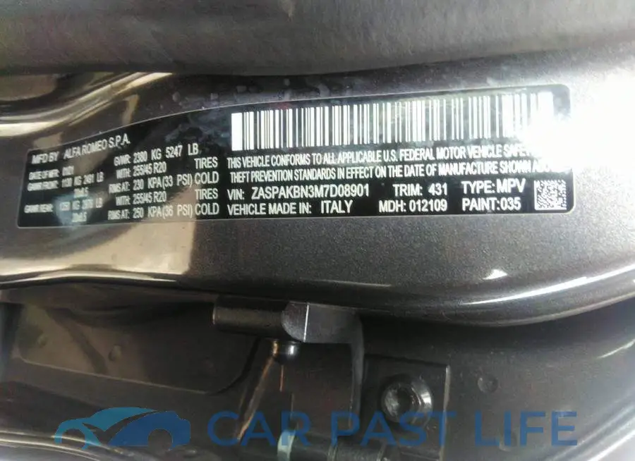 ZASPAKBN3M7D08901# 9