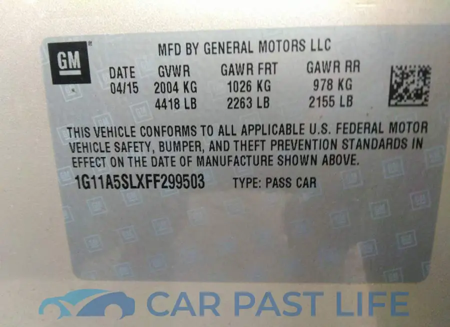 1G11A5SLXFF299503# 9