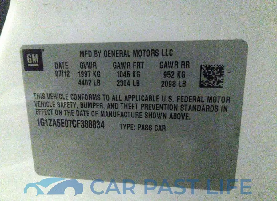 1G1ZA5E07CF388834# 9