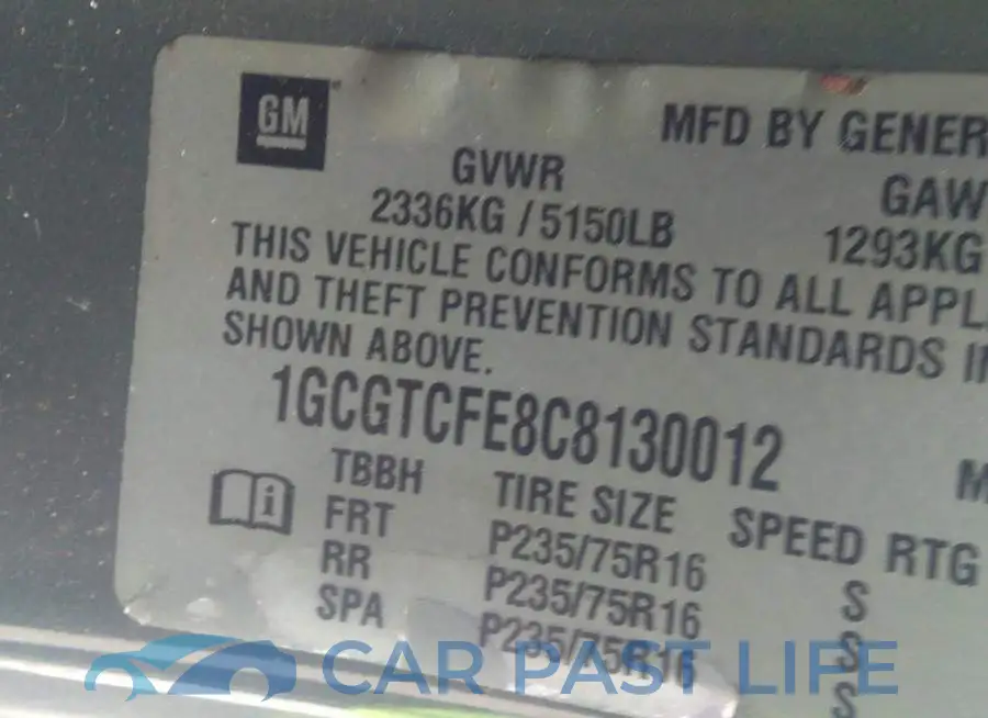 1GCGTCFE8C8130012# 9