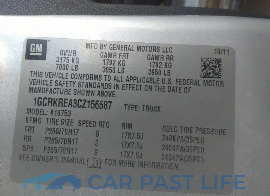 1GCRKREA3CZ156587# 9