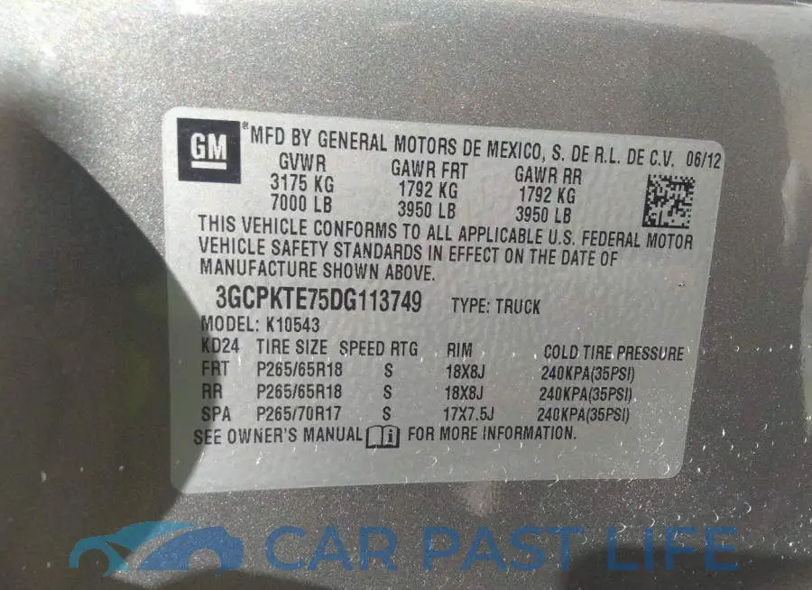 3GCPKTE75DG113749# 9