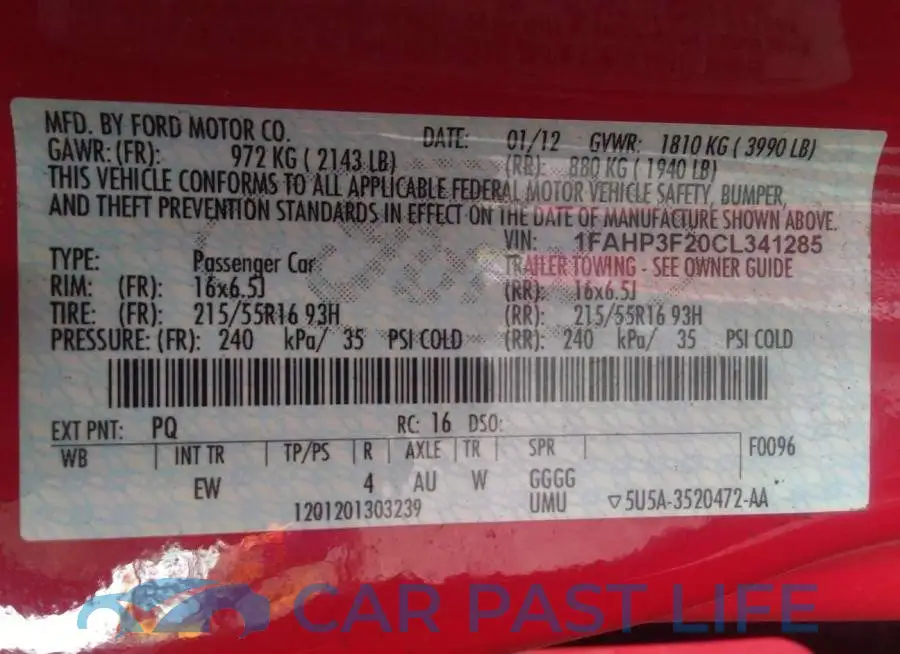 1FAHP3F20CL341285# 9