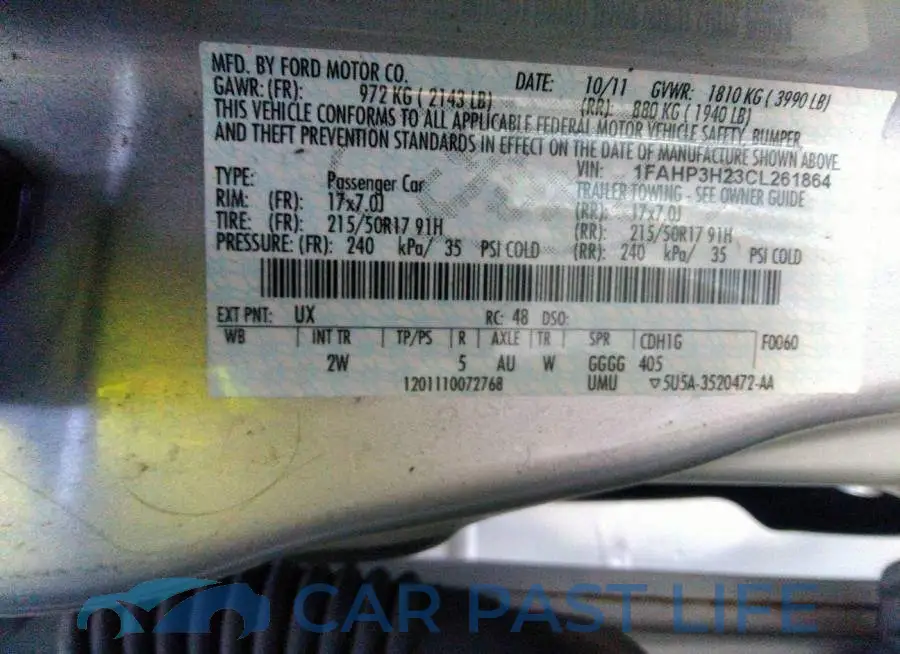 1FAHP3H23CL261864# 9
