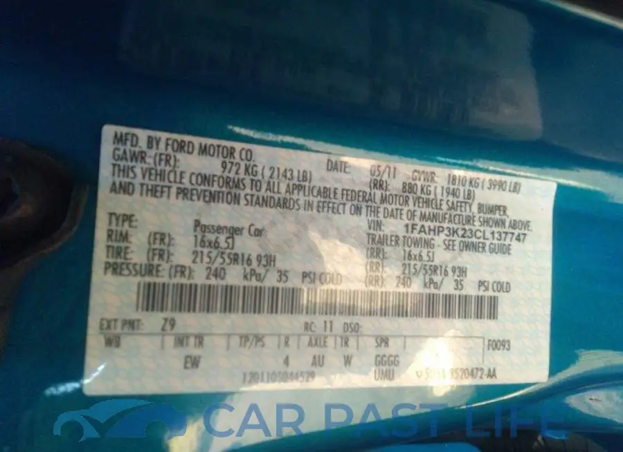 1FAHP3K23CL137747# 9