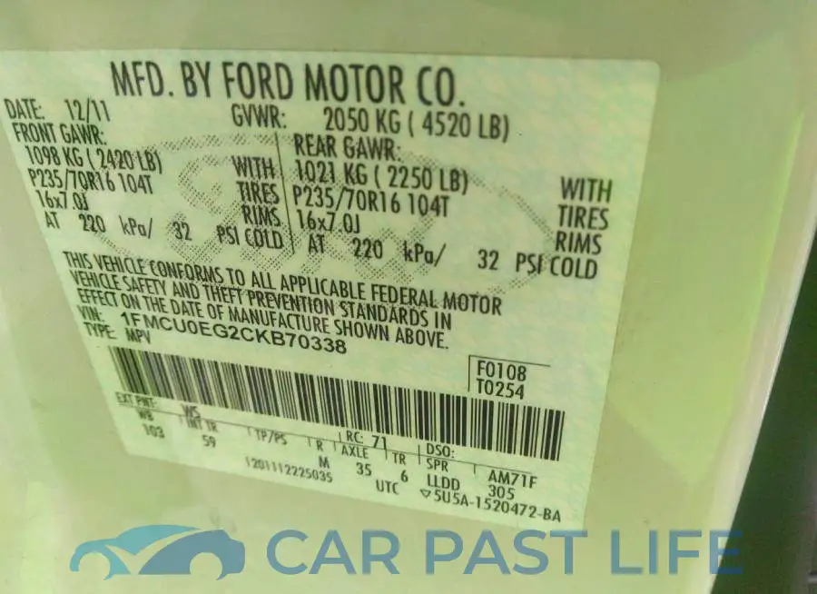 1FMCU0EG2CKB70338# 9