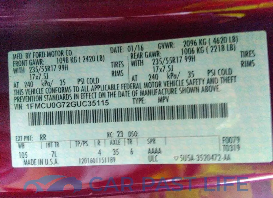 1FMCU0G72GUC35115# 9