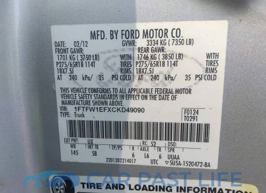 1FTFW1EFXCKD49090# 9