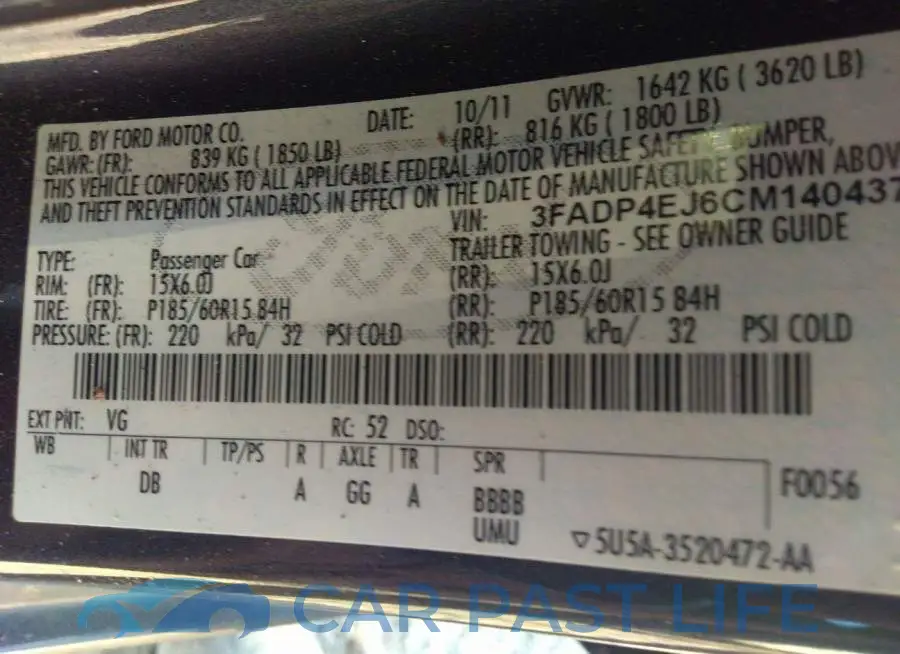 3FADP4EJ6CM140437# 9