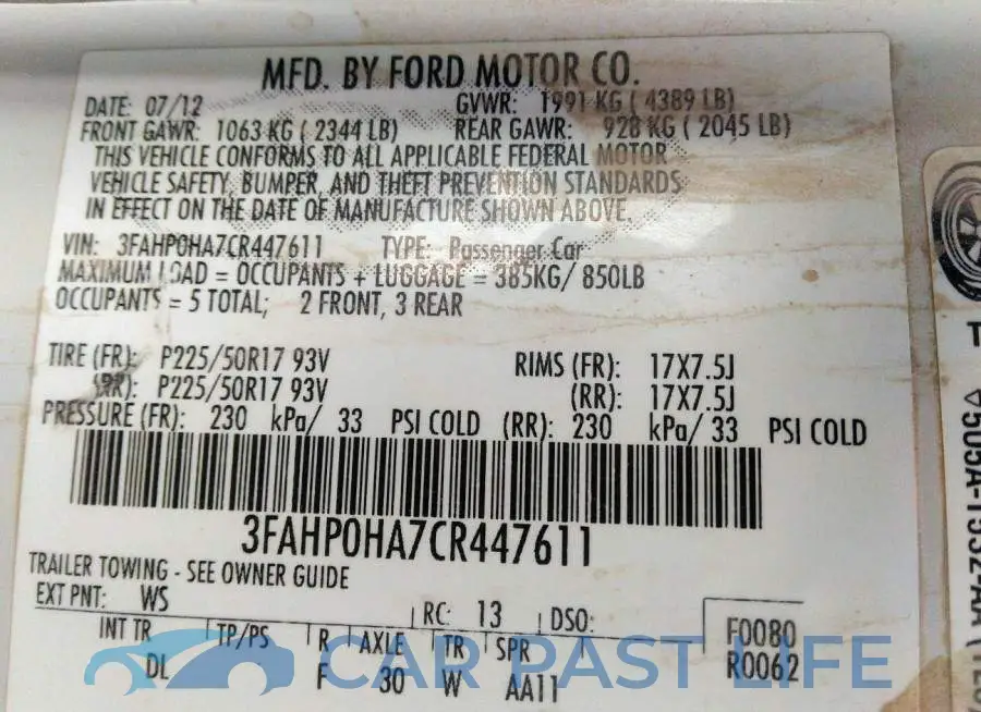 3FAHP0HA7CR447611# 9