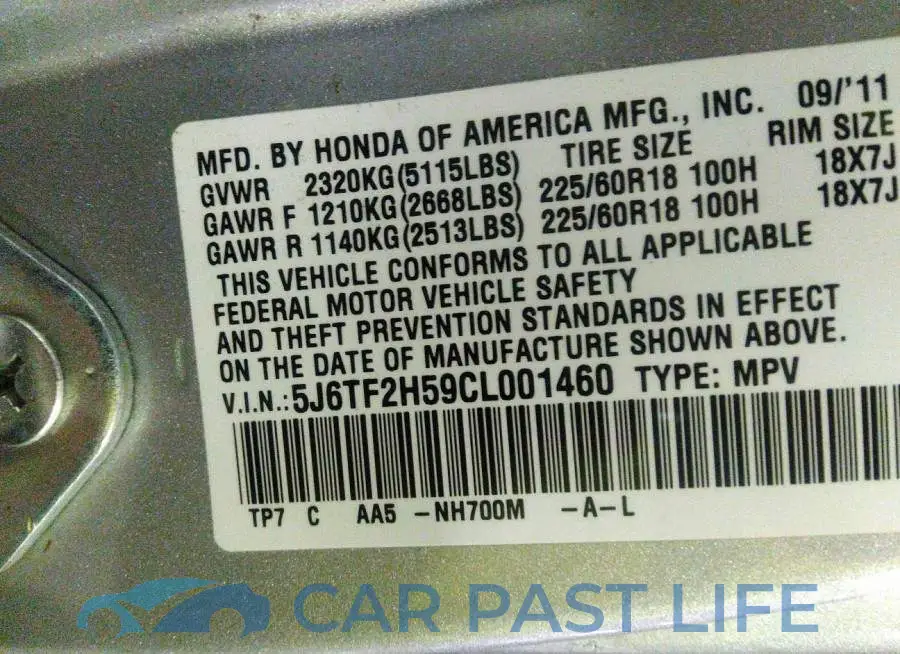 5J6TF2H59CL001460# 9