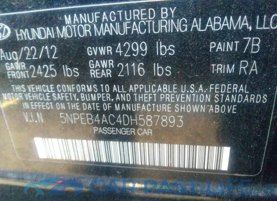 5NPEB4AC4DH587893# 9