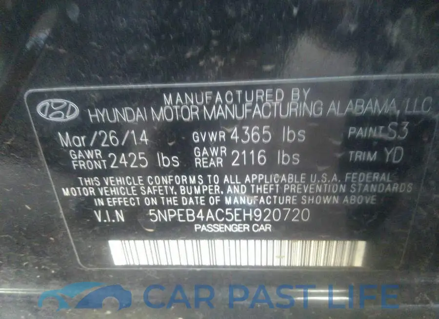 5NPEB4AC5EH920720# 9