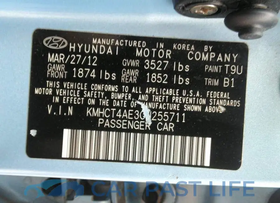 KMHCT4AE3CU255711# 9
