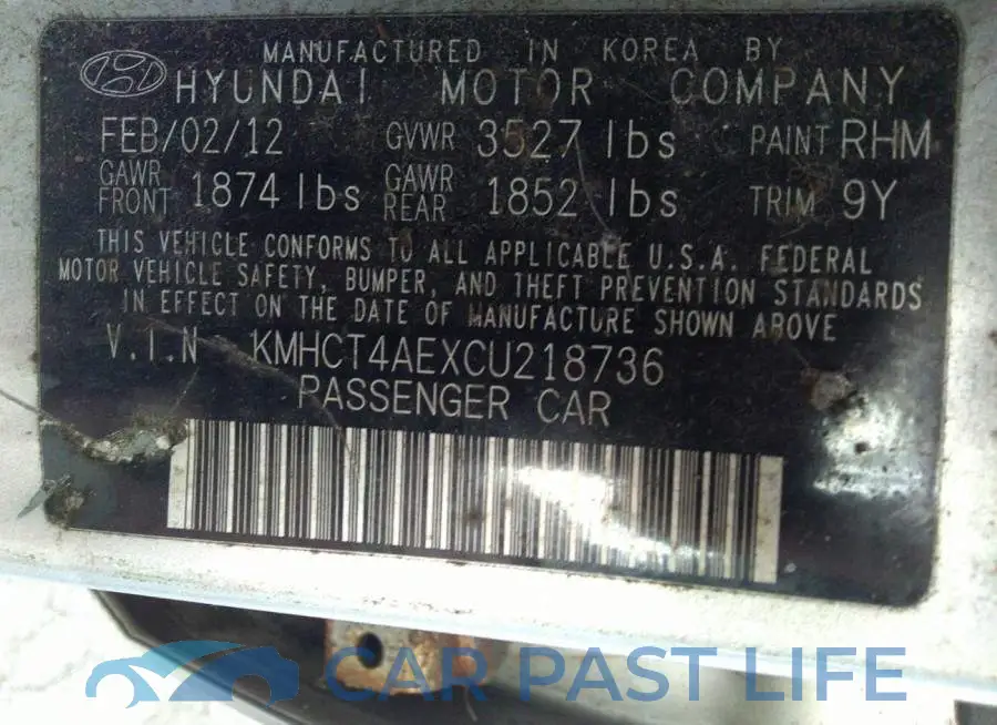 KMHCT4AEXCU218736# 9