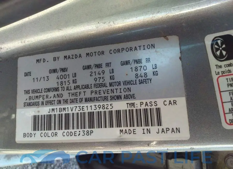 JM1BM1V73E1139825# 9
