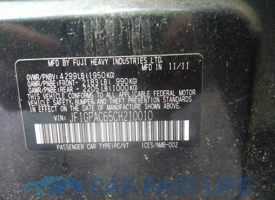 JF1GPAC65CH210010# 9
