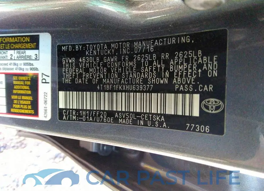 4T1BF1FKXHU639377# 9