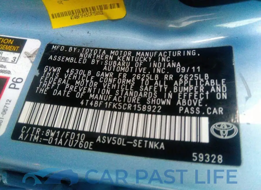 4T4BF1FK5CR158922# 9