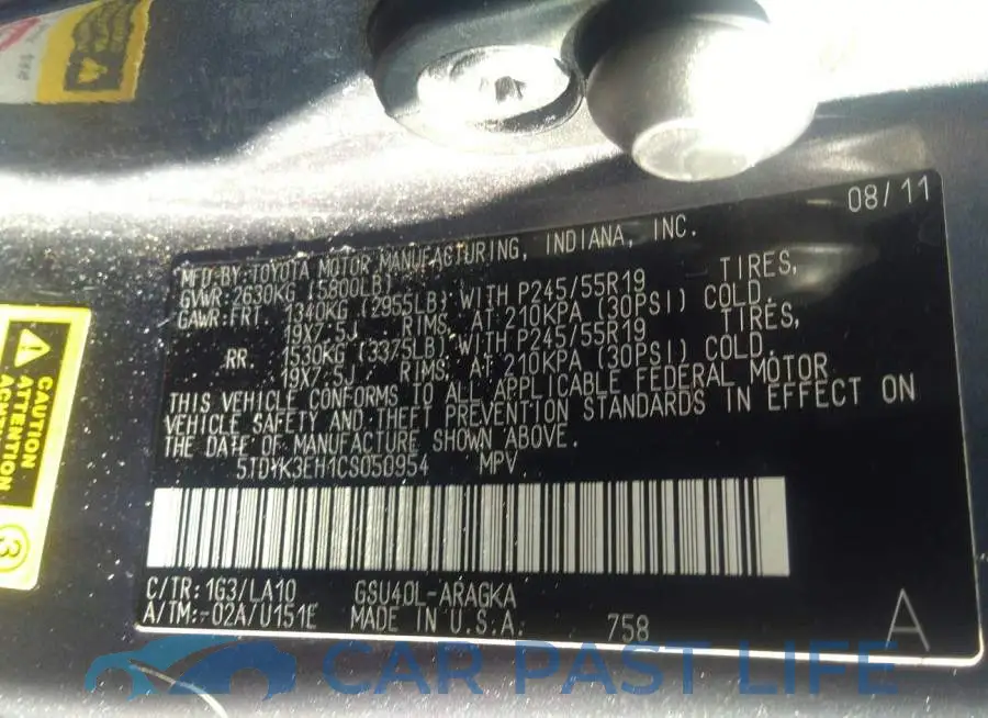 5TDYK3EH1CS050954# 9