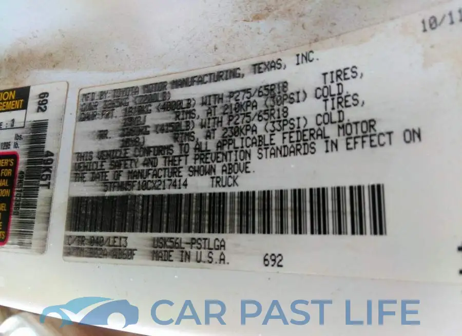 5TFHW5F10CX217414# 9