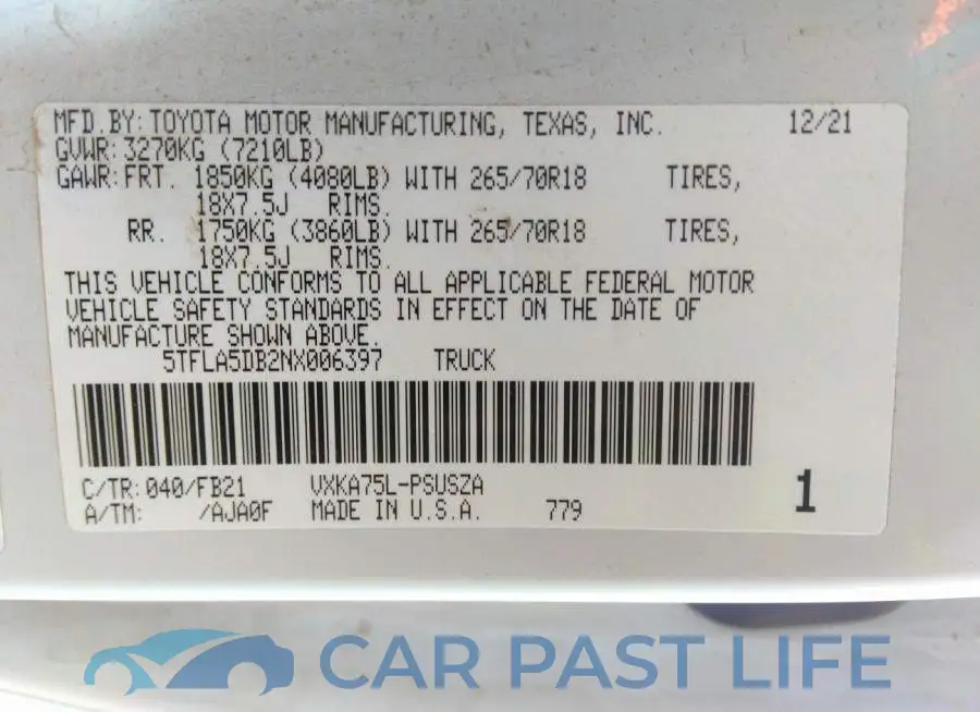 5TFLA5DB2NX006397# 9