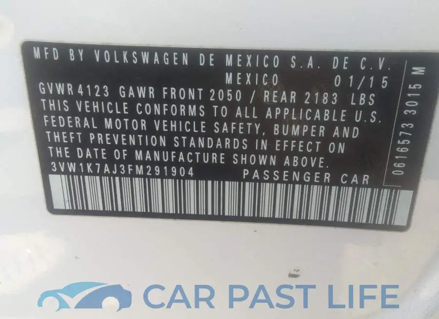 3VW1K7AJ3FM291904# 9