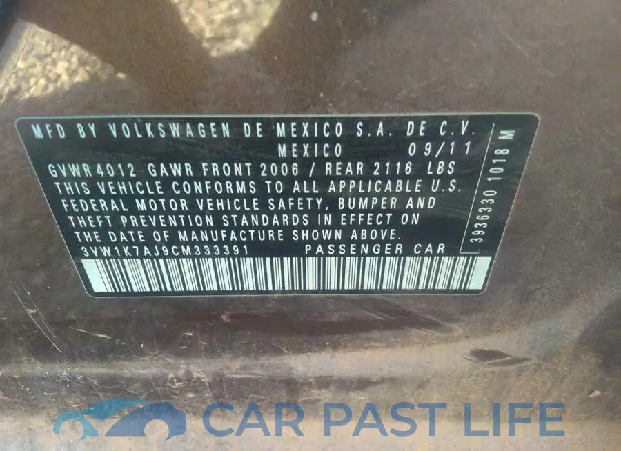 3VW1K7AJ9CM333391# 9