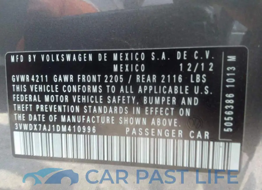 3VWDX7AJ1DM410996# 9