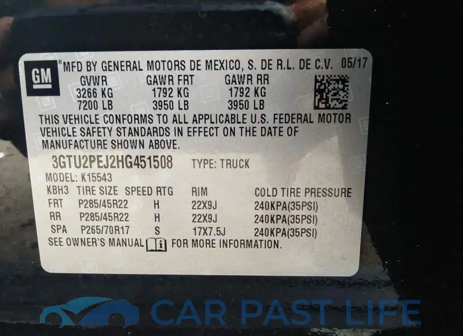 3GTU2PEJ2HG451508# 9