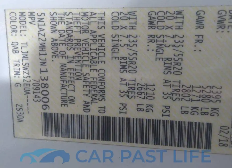 5N1AZ2MH1JN138006# 9